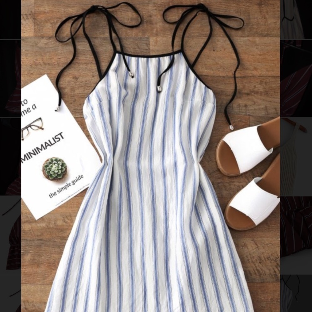 Striped mini slip dress